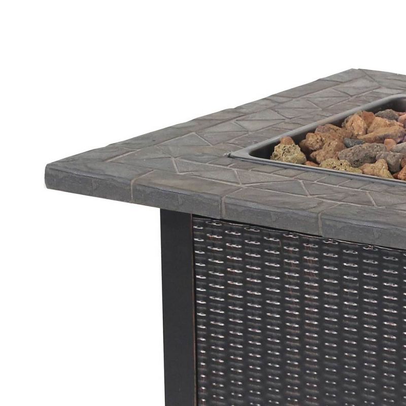 Endless Summer Decorative 30" Outdoor Gas Fire Pit Table with Cover and Rocks