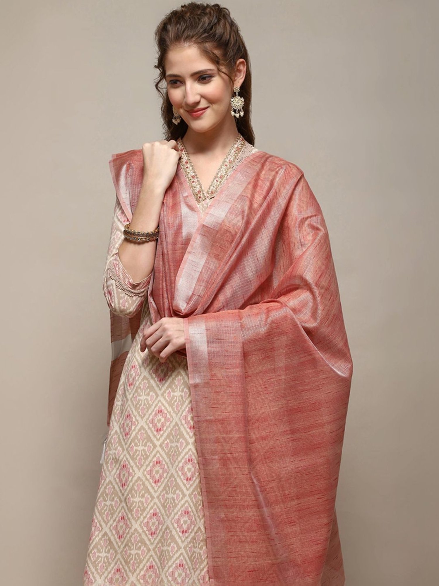 Biba Pink Woven Pattern Dupatta