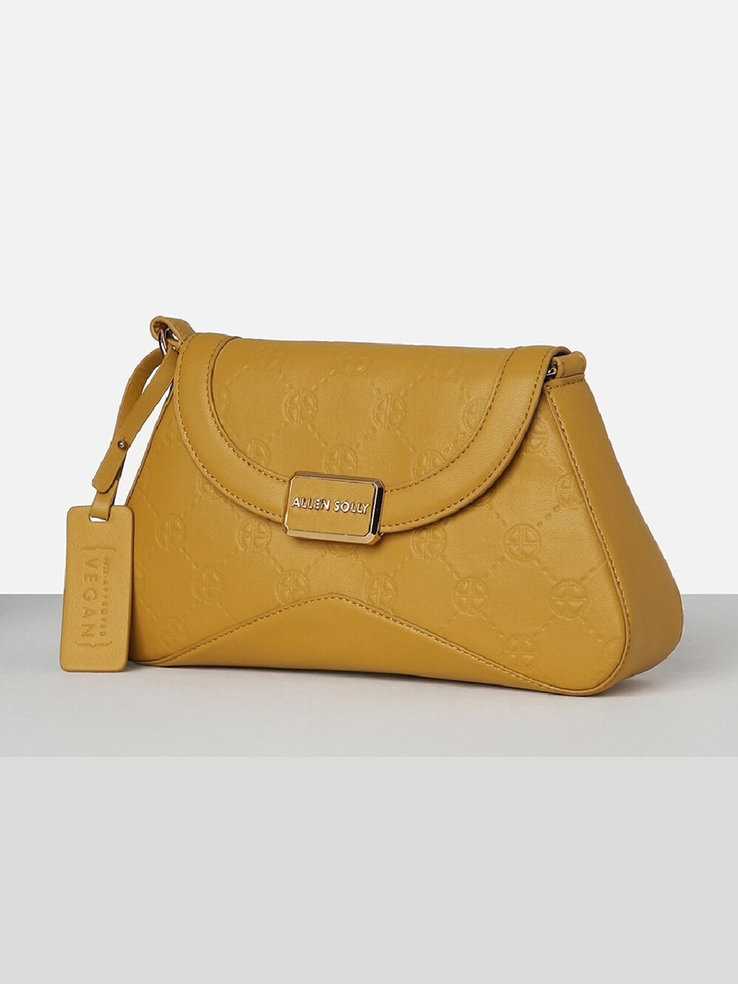 Allen Solly Yellow Textured Sling Handbag