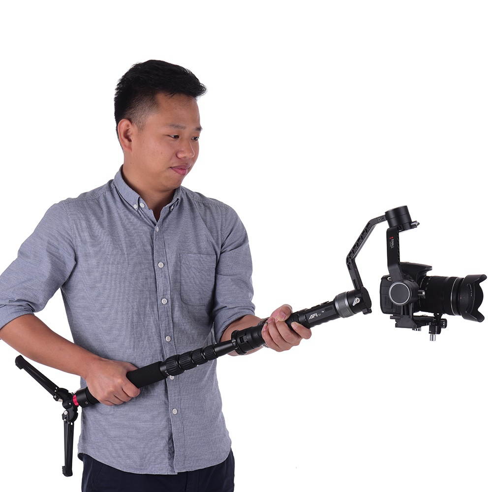 Multifunctional Photography Camera Monopod Aluminum Alloy with Detachable Tripod Stand Base 1/4 Inch & 3/8 Inch Screw Mount 46.5-128cm Adjustable Height Max. Load 5kg for DJI Rosin-S Zhiyun Crane 2/3