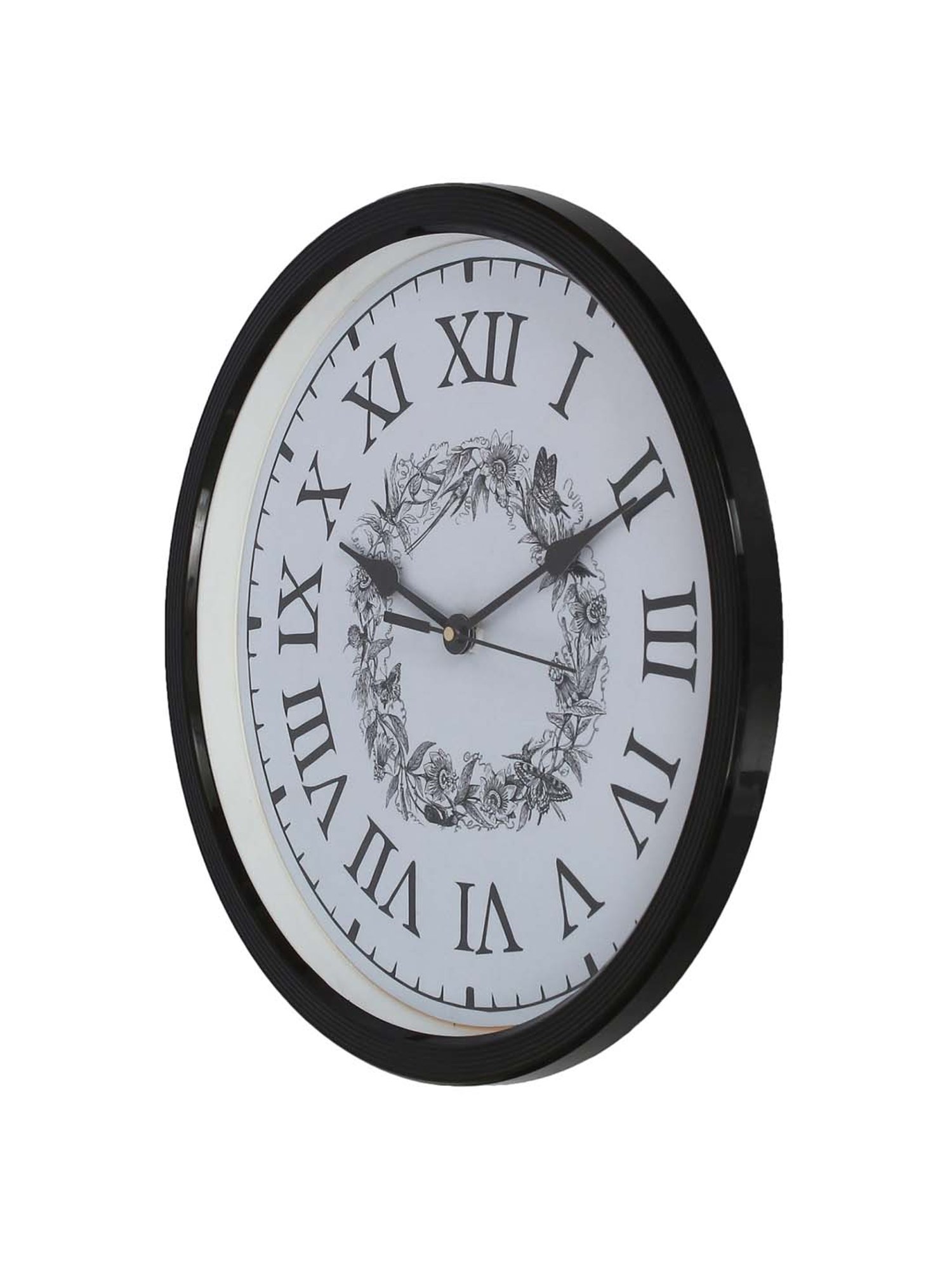 eCraftIndia Designer Round Analog Black Wall Clock
