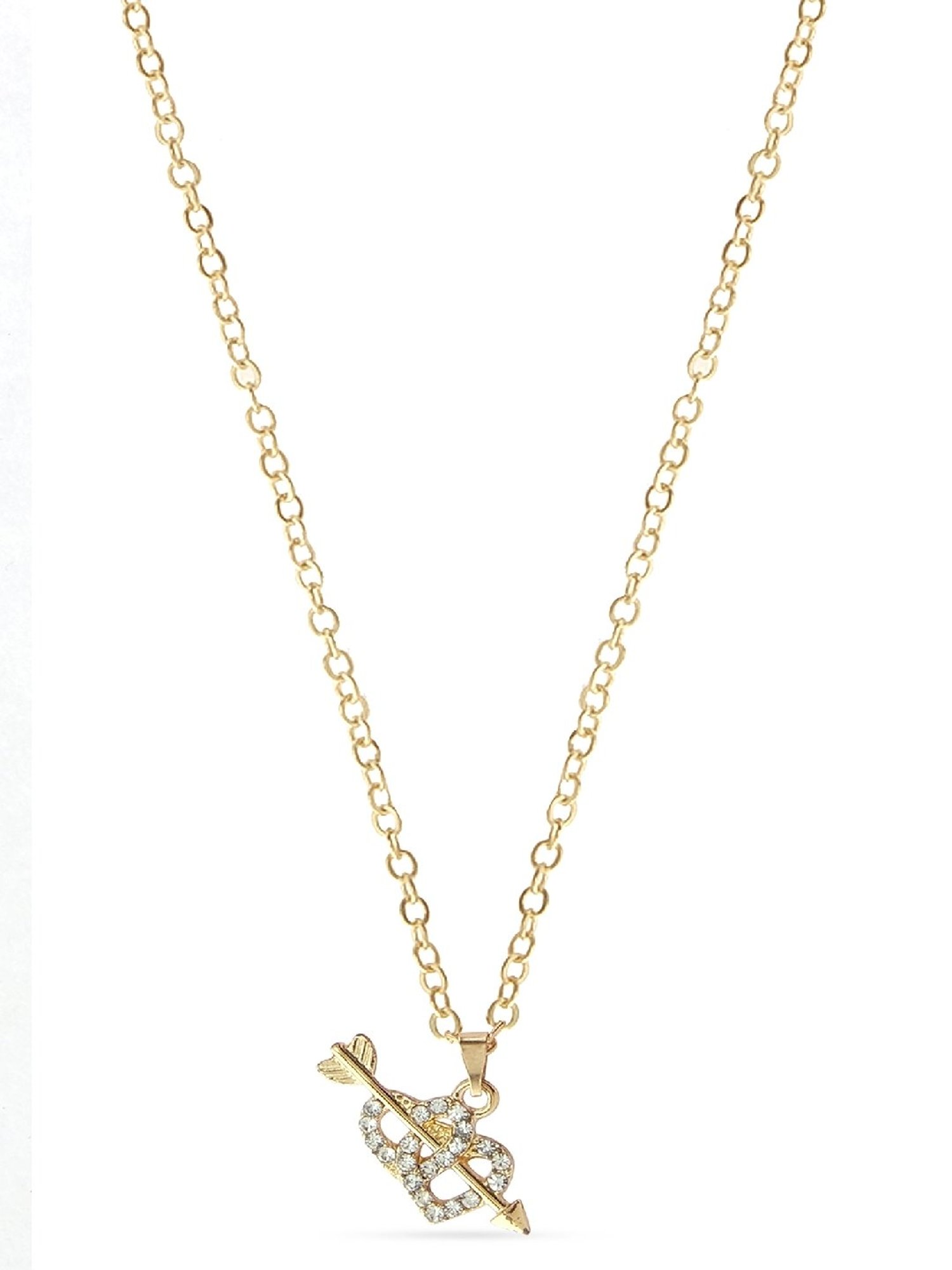 Jewelz Trendsetting Gold Western Necklace With Delicate Double Heart Charm for Women