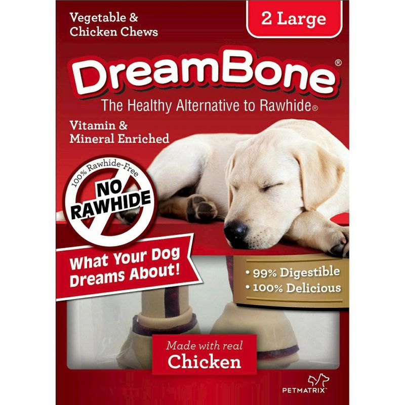 DreamBone Large Vegetable and Chicken Flavored Rawhide Dog Treats - 2ct