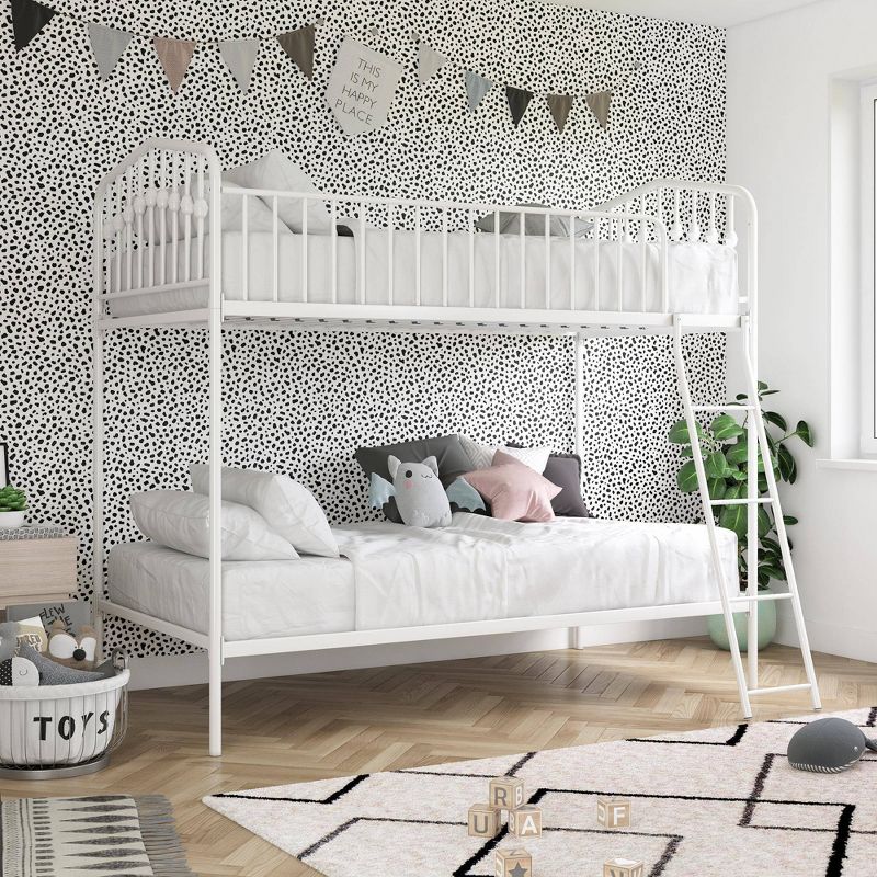 Twin/Twin Kids' Bushwick Metal Bunk Bed White- Novogratz