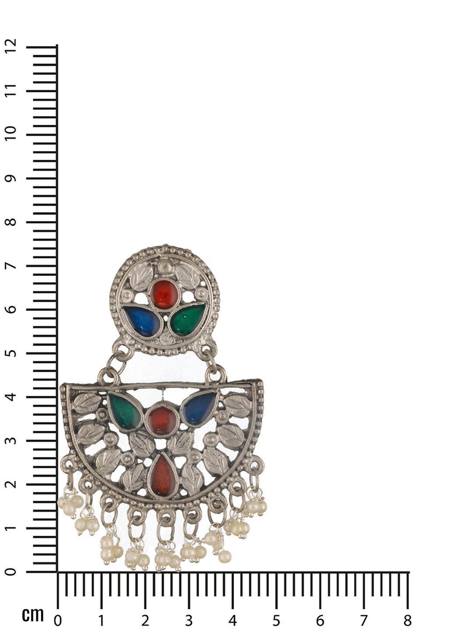 Aatmana Silver-Plated Multi Colored Enamelled & Beaded Chand Bali Earrings for Women