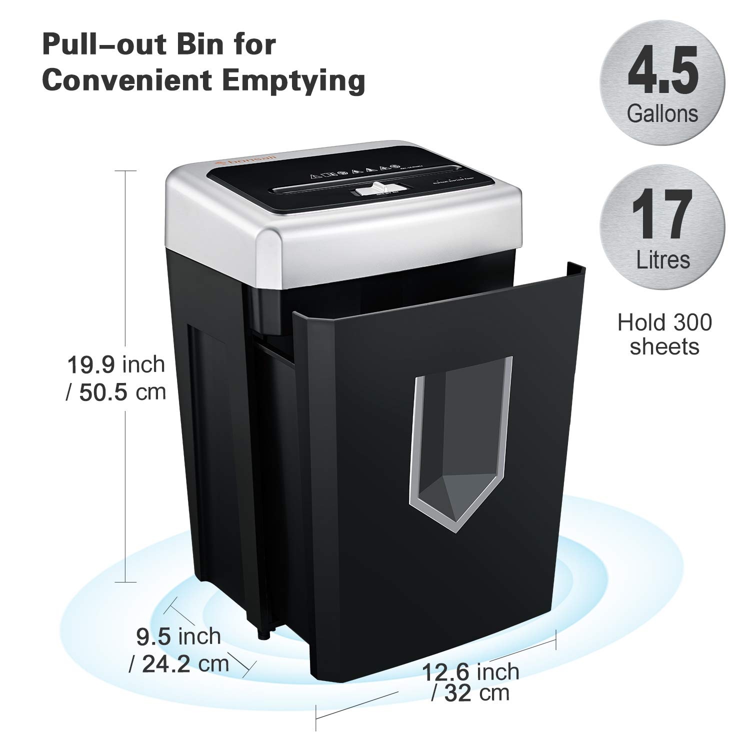 Bonsaii 14-Sheet Cross-Cut Heavy Duty Paper Shredder, 30-Minute Continuous Running Time, Credit Card/Staples Shredders for Office, Quiet Shredding Machine with Jam Proof System (C169-B)