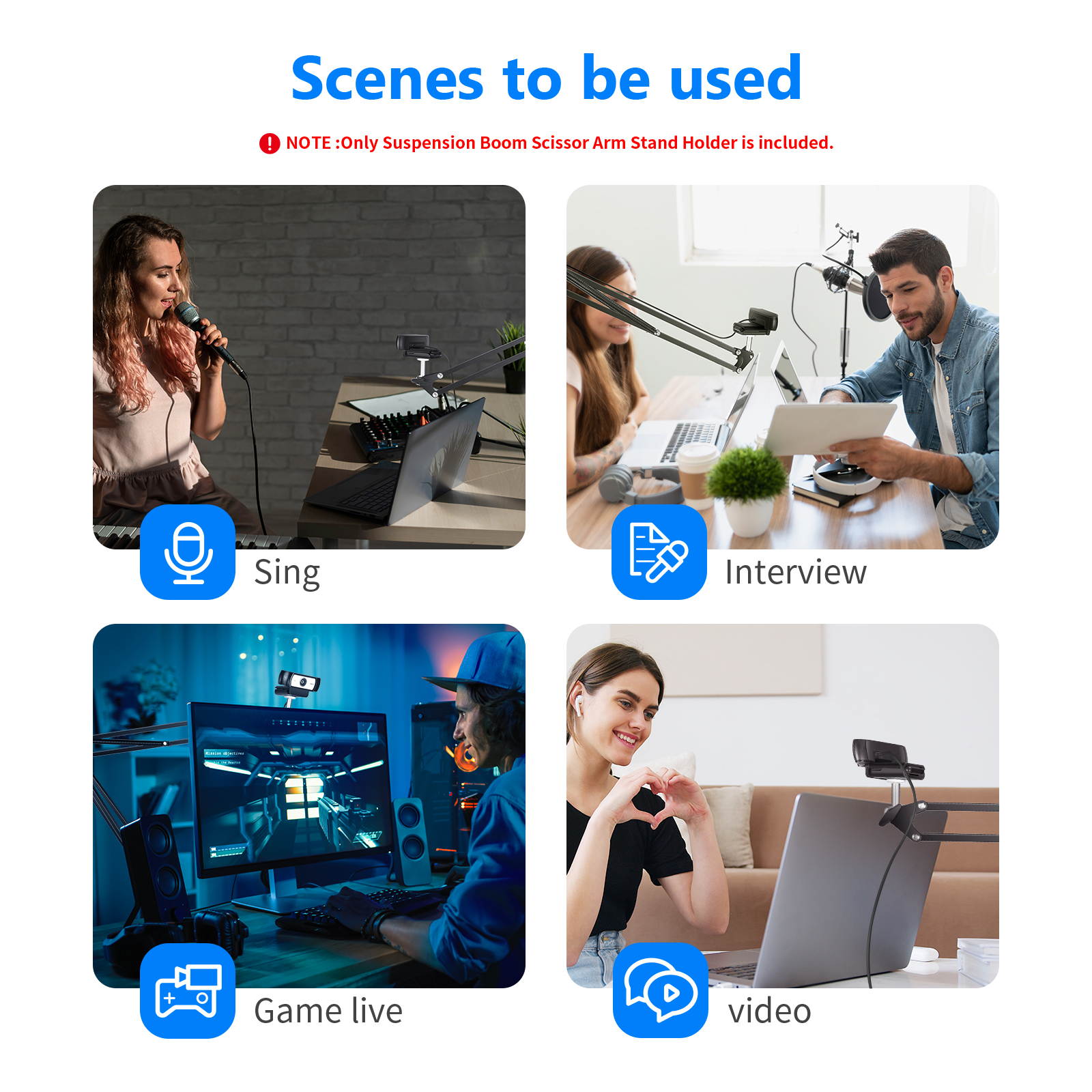 Neewer Adjustable Desktop Clamp Suspension Boom Scissor Arm Stand Holder for Logitech Webcam C922 C930e C930 C920 C615, 360 Degree Rotation Swivel Mount, Load up to 2.2 pounds/1 kilograms (NW-39)