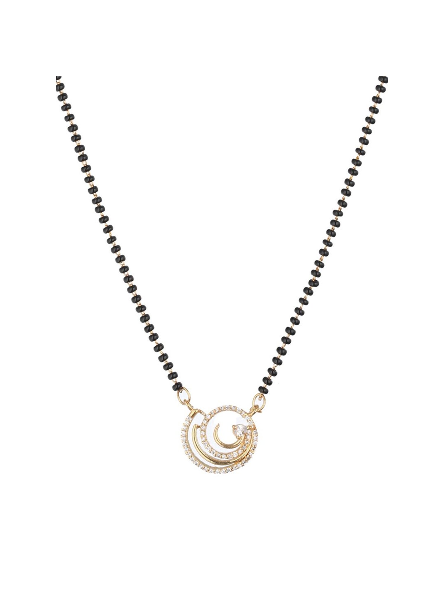 Aatmana Black Gold-Plated AD-Studded & Beaded Mangalsutra for Women