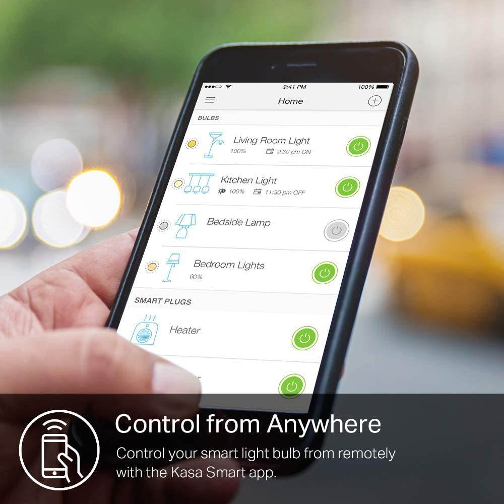 Bulb, Full Color Changing Dimmable WiFi LED Light Bulb Compatible with Alexa and Google Home, A19, 9.5W 850 Lumens,2.4Ghz only, No Hub Required 1-Pack(KL130)