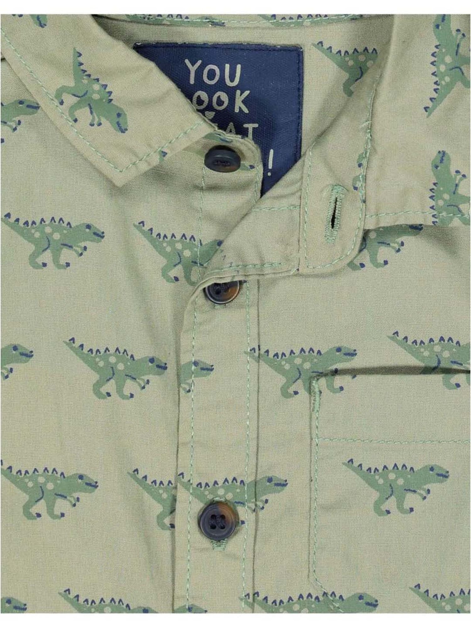 Mothercare Boys Green Printed Full Sleeves Shirt