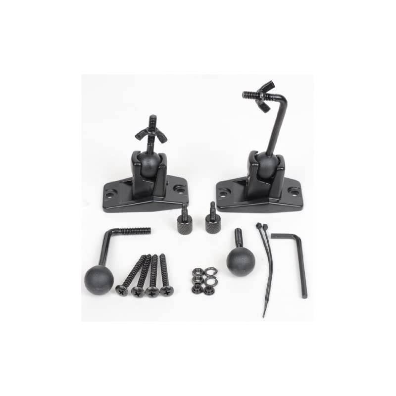 Speaker Wall Ceiling Mount Bracket One Pair for Universal Satellite, fits Keyhole and Thread Hole with 1/4 20 Threads, 4mm and 5mm Black 1ST