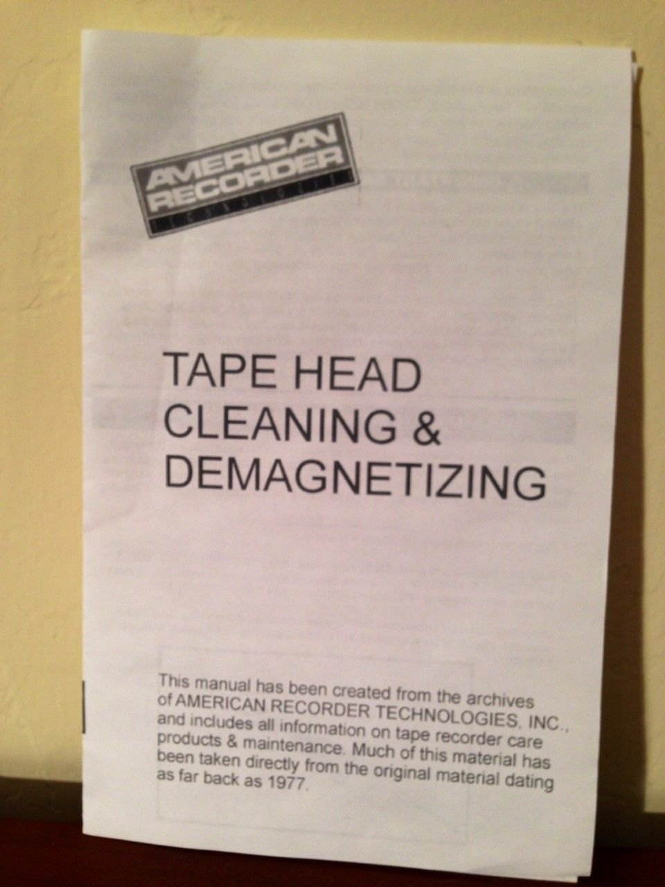 American Recorder Technologies K-161 Pro Tape Recorder Cleaning Care Kit K161