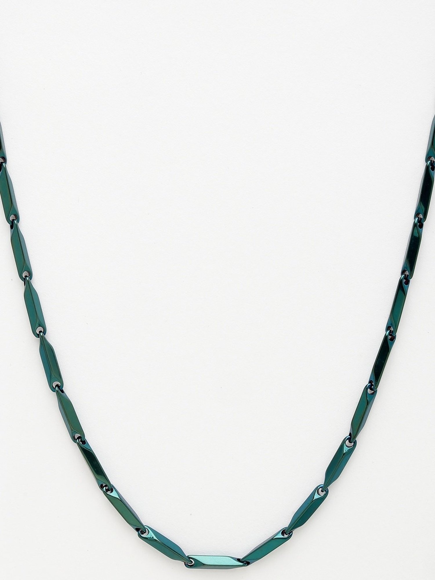 NVR Men Green Rhodium-Plated Stainless Steel Chain