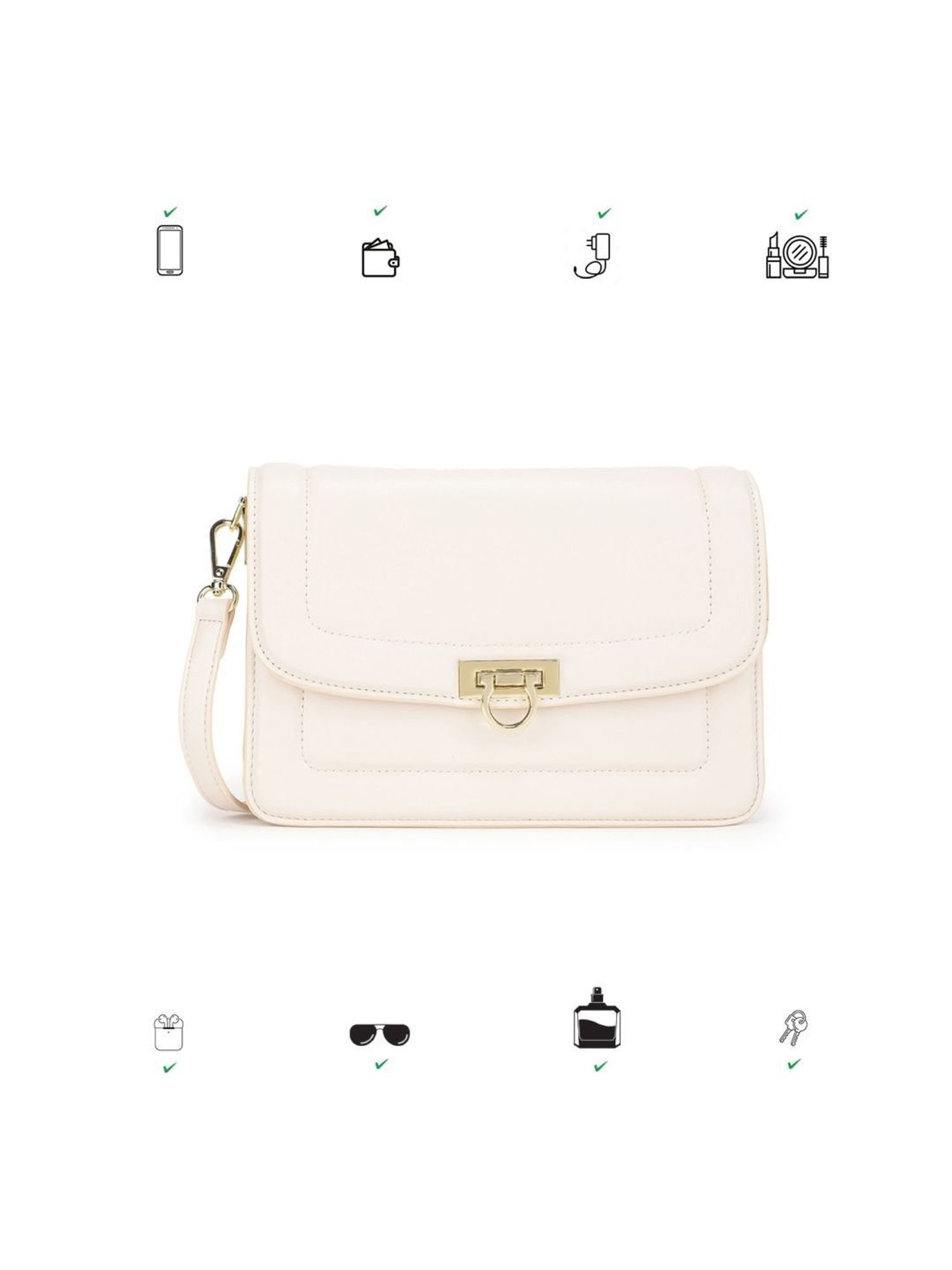 Tyra Dahlia Beige Solid Faux Leather Sling Handbag