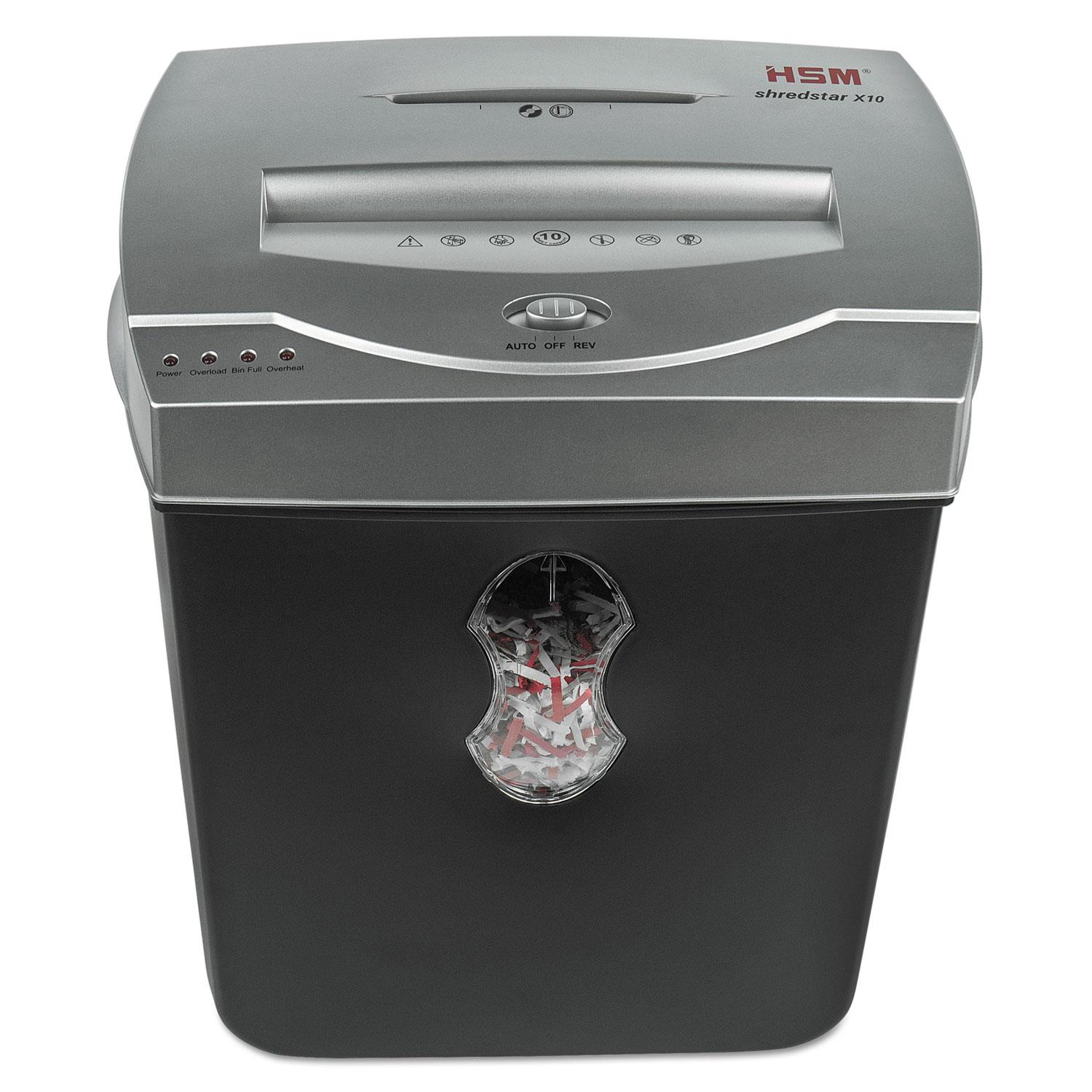 HSM 1045 Shredstar X10 Cross-Cut Shredder, 10 Pages per Pass, 5.28 Gal Capacity - White