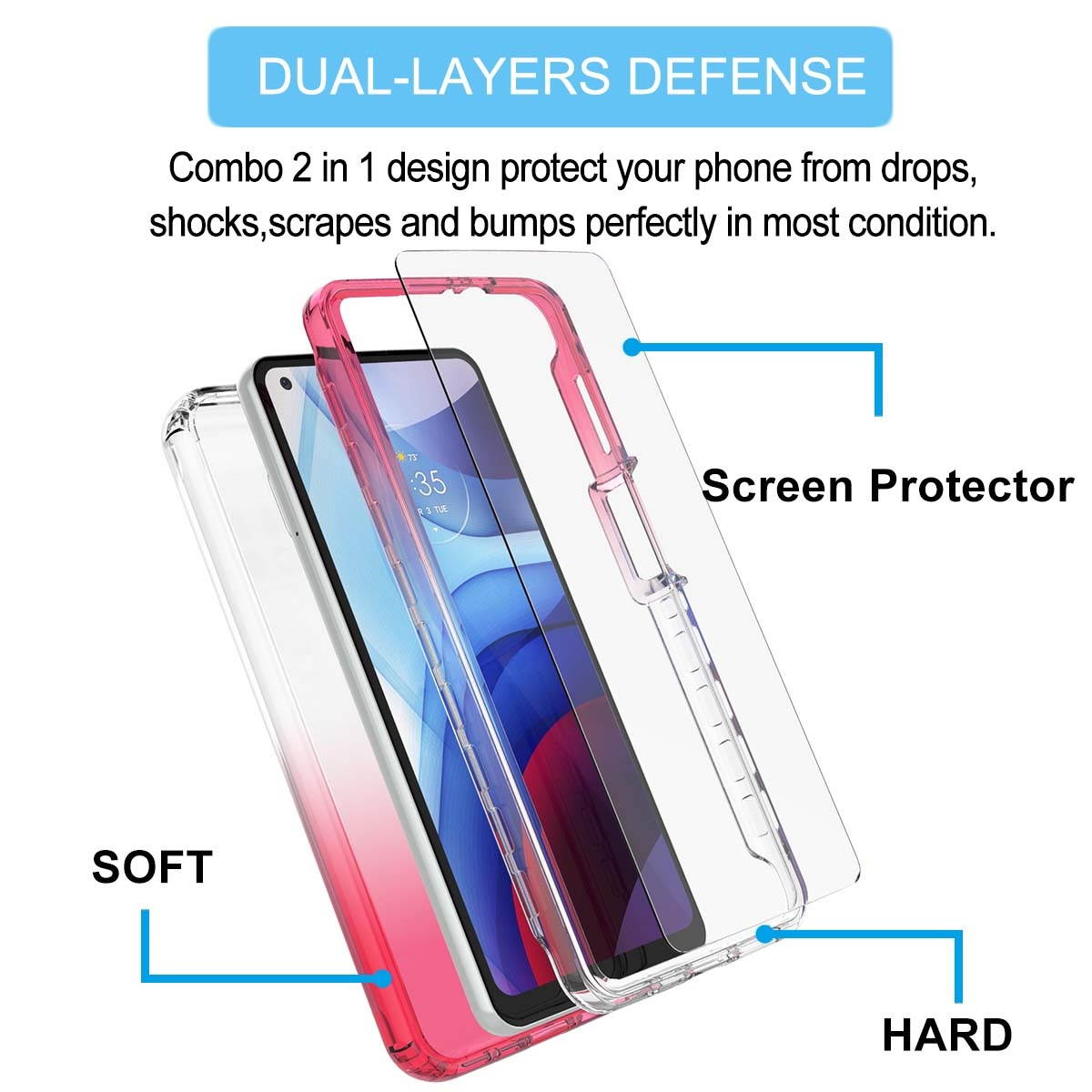 Moto G Power 2021 Case, Tekcoo Shockproof Rugged Body Protection Soft TPU Bumper Clear Case Shell Ultra-Thin Slim Flexible Rubber Anti-Scratch Protective Phone Cover For Moto G Power 2021 - Black