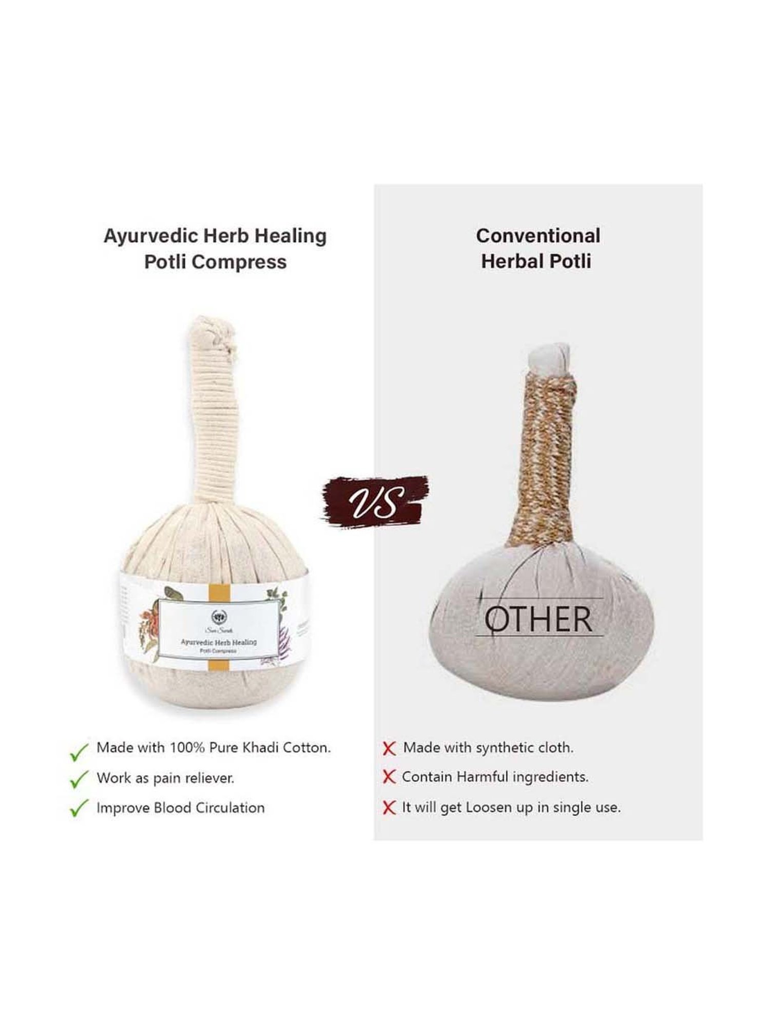 Seer Secrets Ayurvedic Herb Healing Potli Compress - 160 gm