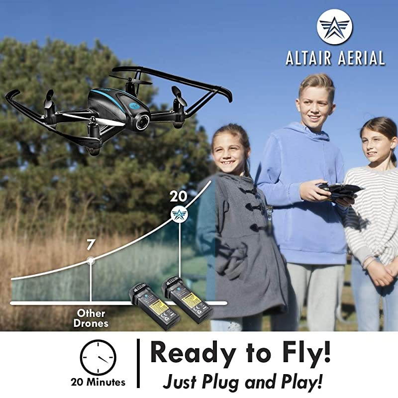 AA108 Camera Drone Great for Kids & Beginners | FREE PRIORITY SHIPPING | RC Quadcopter w/ 720p HD FPV Camera VR, Headless Mode, Altitude Hold, 3 Skill Modes, Easy Indoor Drone, 2 Batteries