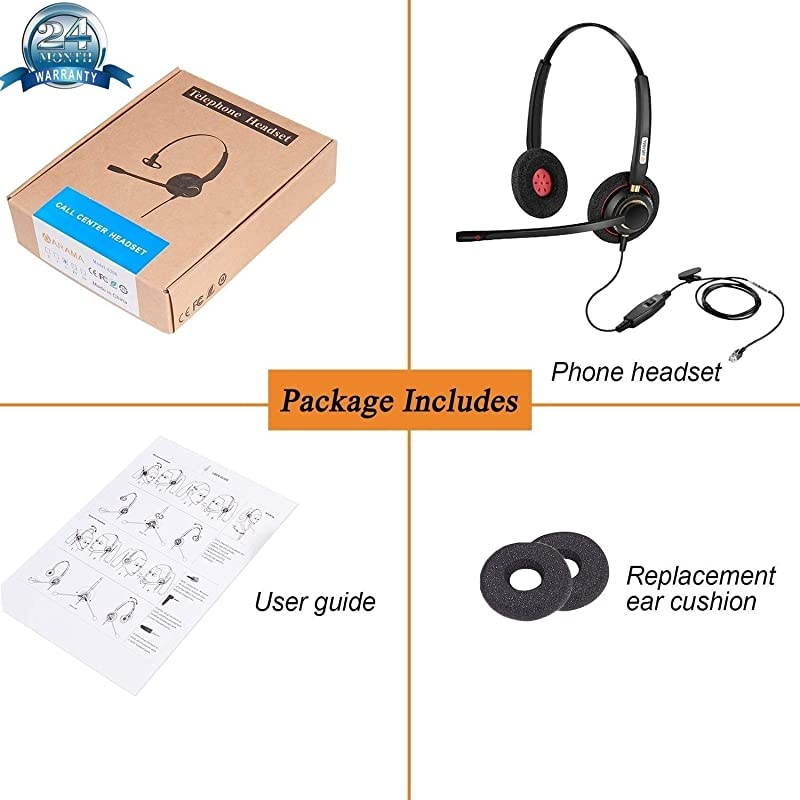 Phone Headset RJ9 with Noise Cancelling Mic Compatible with Polycom VVX311 VVX410 VVX411 VVX500 Mitel 5320e Avaya 1408 1416 5410 ShoreTel 230 420 480 NEC Landline Phones