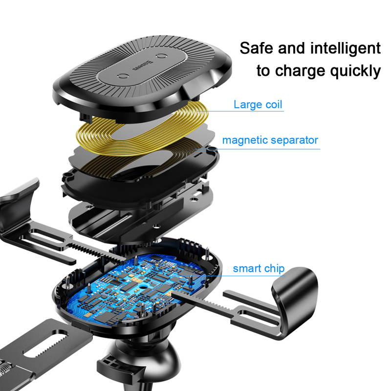 KuWfi GC21 Car Mount Qi Wireless Charger Flash Charge Wireless Charging Pad Car Holder Stand