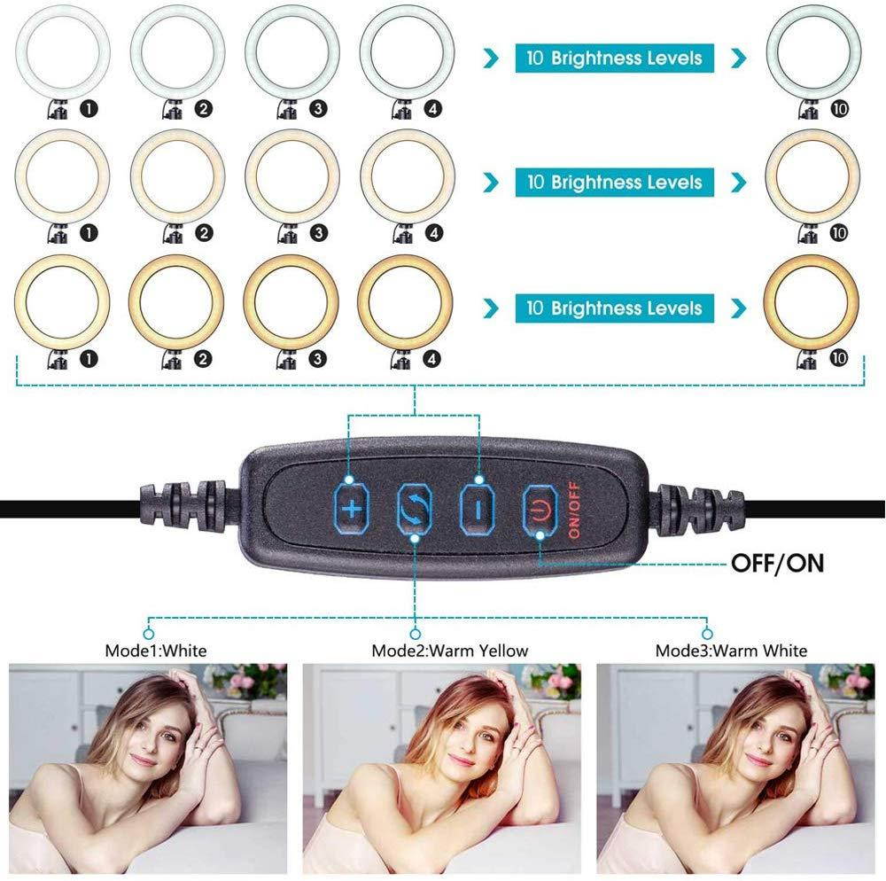 6" Ring Light Webcam Stand Phone Holder, Etubby LED Lamp Live Stream Camera Lighting [3-Mode, 10-Level] 17-52cm Tripod for Cellphones, Logitech Webcam C922 C930e C930 C920 C615, Lightweight Camera