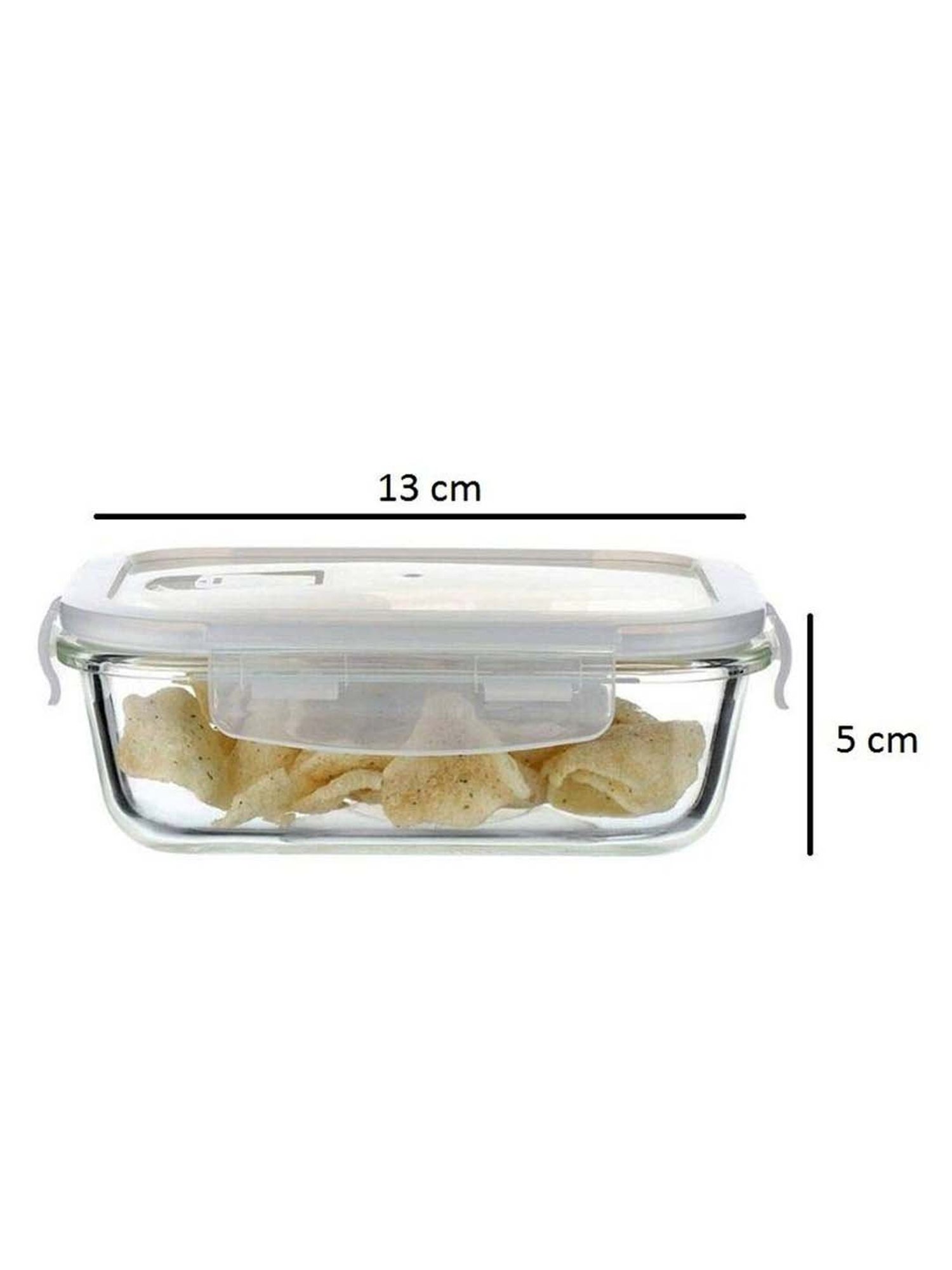 Femora Borosilicate Glass Rectangular Containers with Air Vent Lid (400 ml) - Set of 3