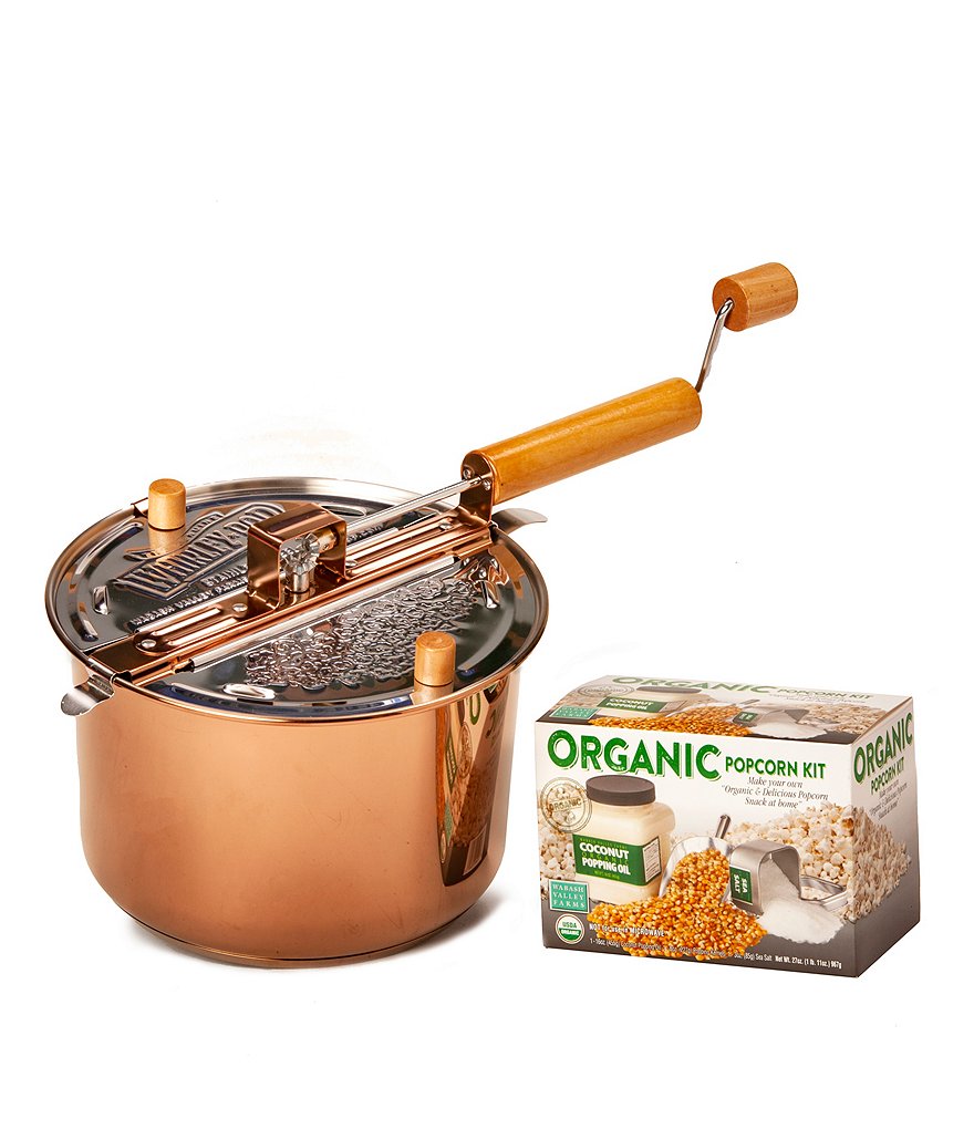 Wabash Valley Farms Stainless Steel Whirley-Pop Popcorn with Sip & Snack Set