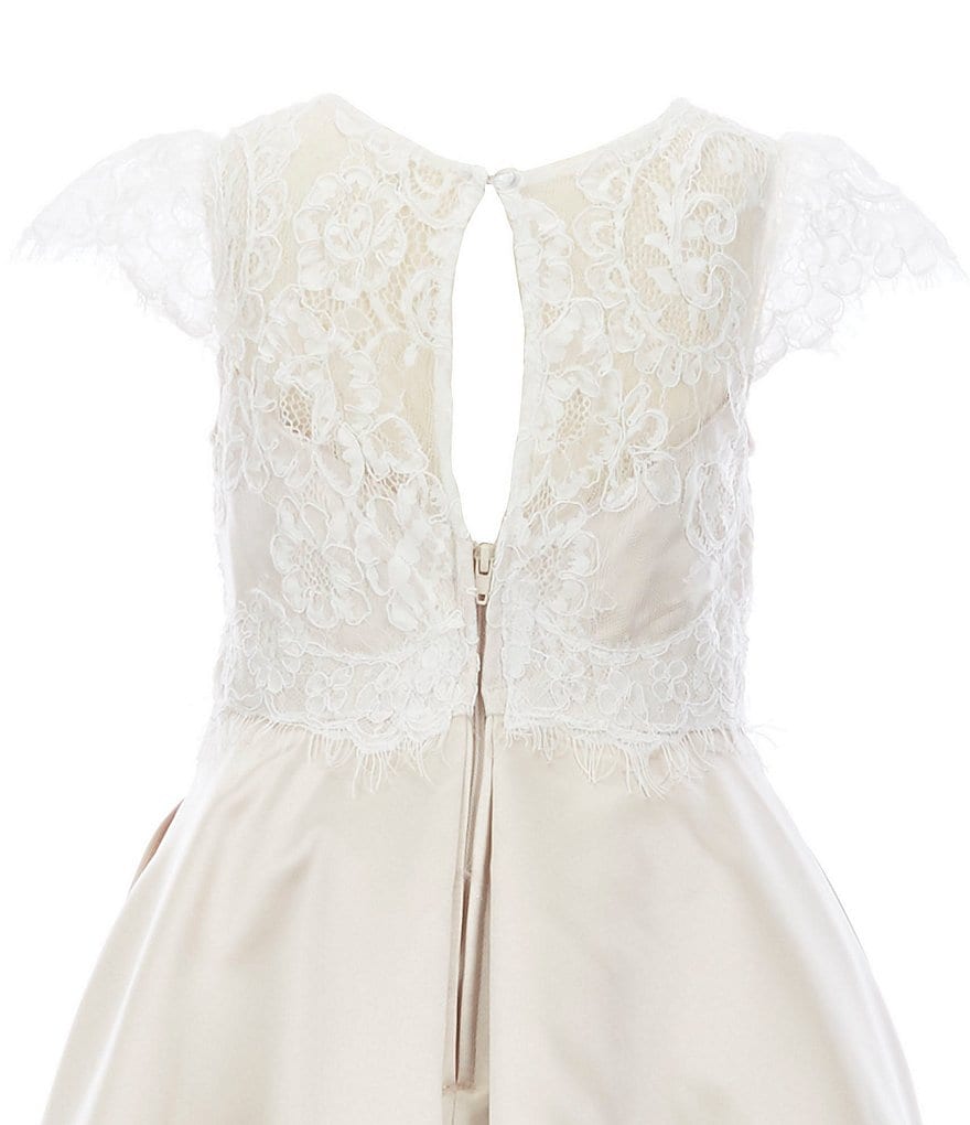 Chantilly Place Little Girls 4-6X Illusion Lace/Satin A-Line Dress