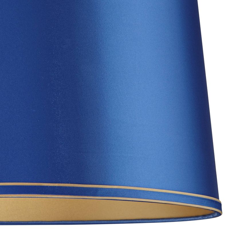 Springcrest Blue Medium Drum Lamp Shade with Gold Trim 14" Top x 16" Bottom x 11" High (Spider) Replacement with Harp and Finial