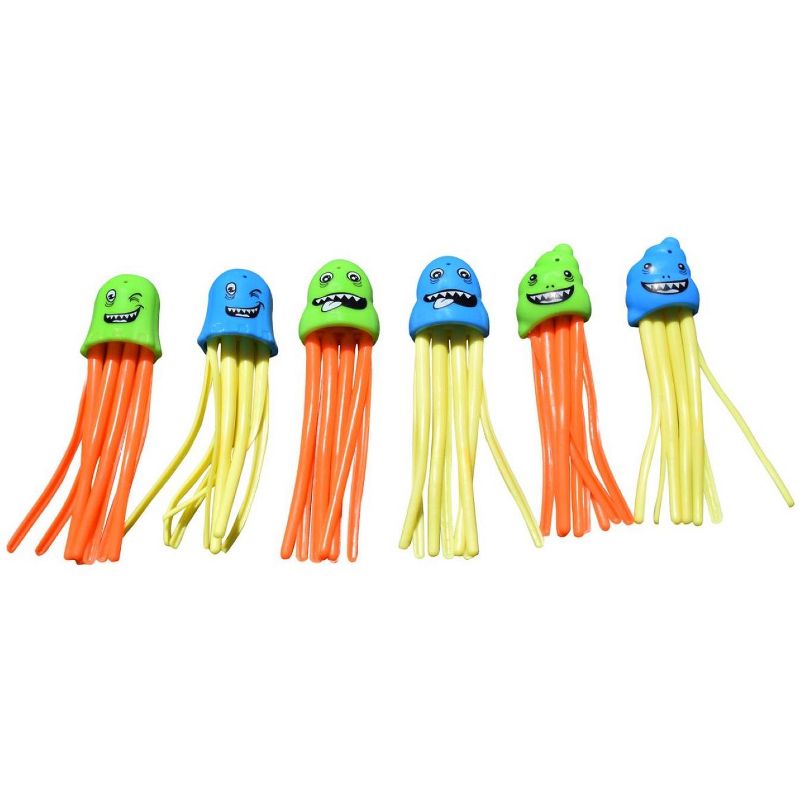 Pool Central Set of 6 Multicolor Jellyfish Slow Sinking Dive Game - 5"