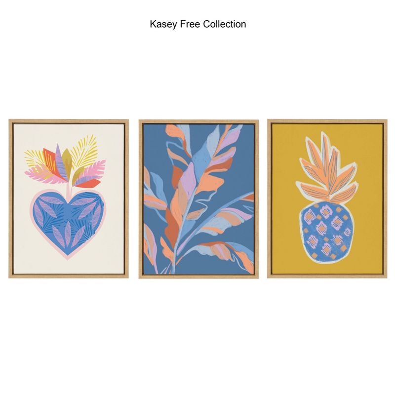 18" x 24" Sylvie Tropical Love Framed Canvas Wall Art by Kasey Free Natural - Kate and Laurel