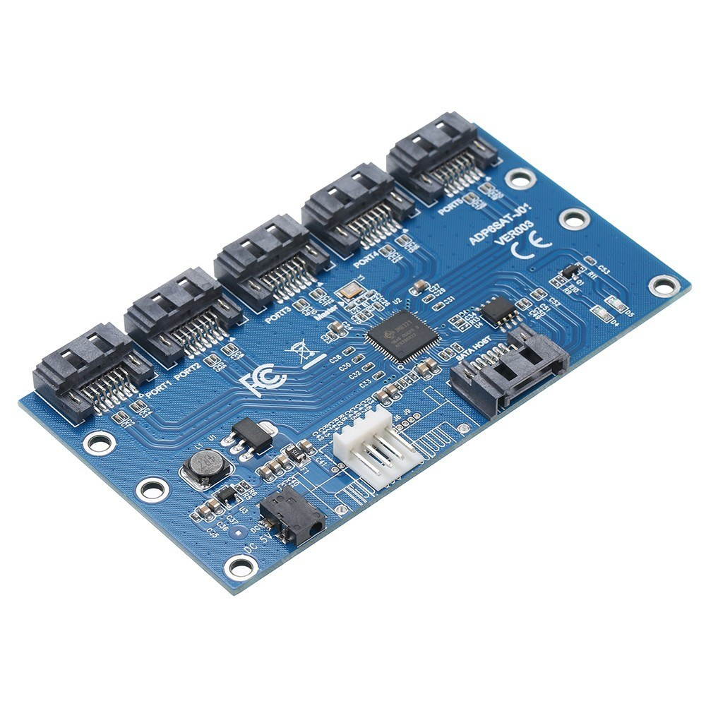 SATA Hard Disk Adapter Card 1 to 5 SATA Multiplier Riser Card Splitter JMB321 Chip