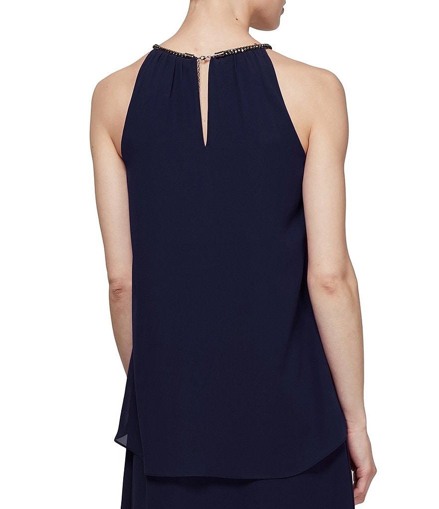 Ignite Evenings Sleeveless Halter Neck Embellished Dress