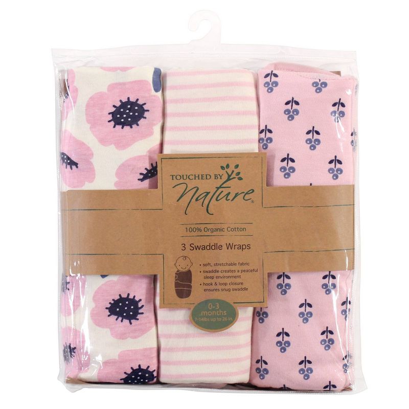 Touched by Nature Unisex Baby Organic Cotton Swaddle Blanket Wrap - Blossoms 0-3 Months