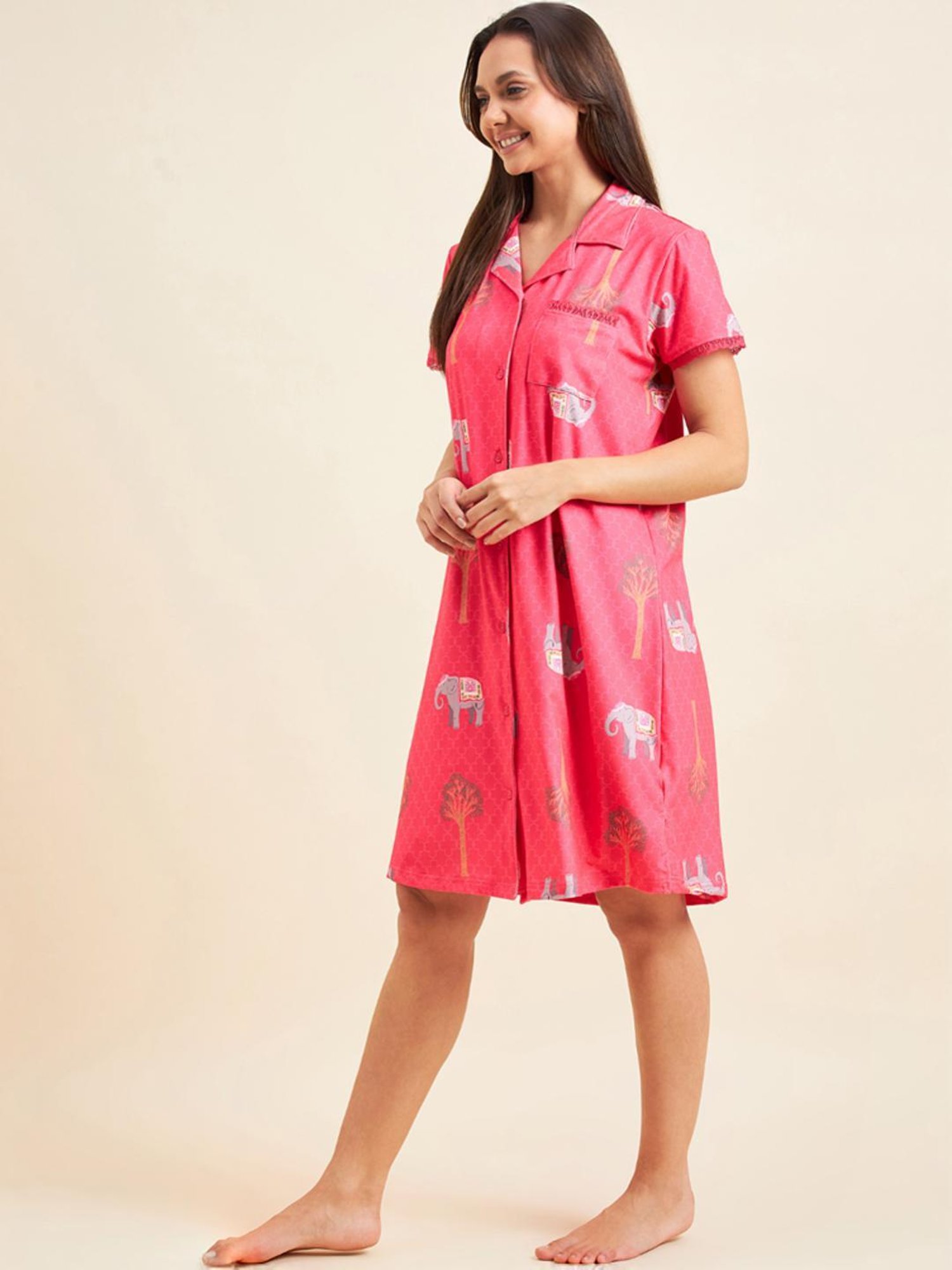 Sweet Dreams Pink Printed Night Dress