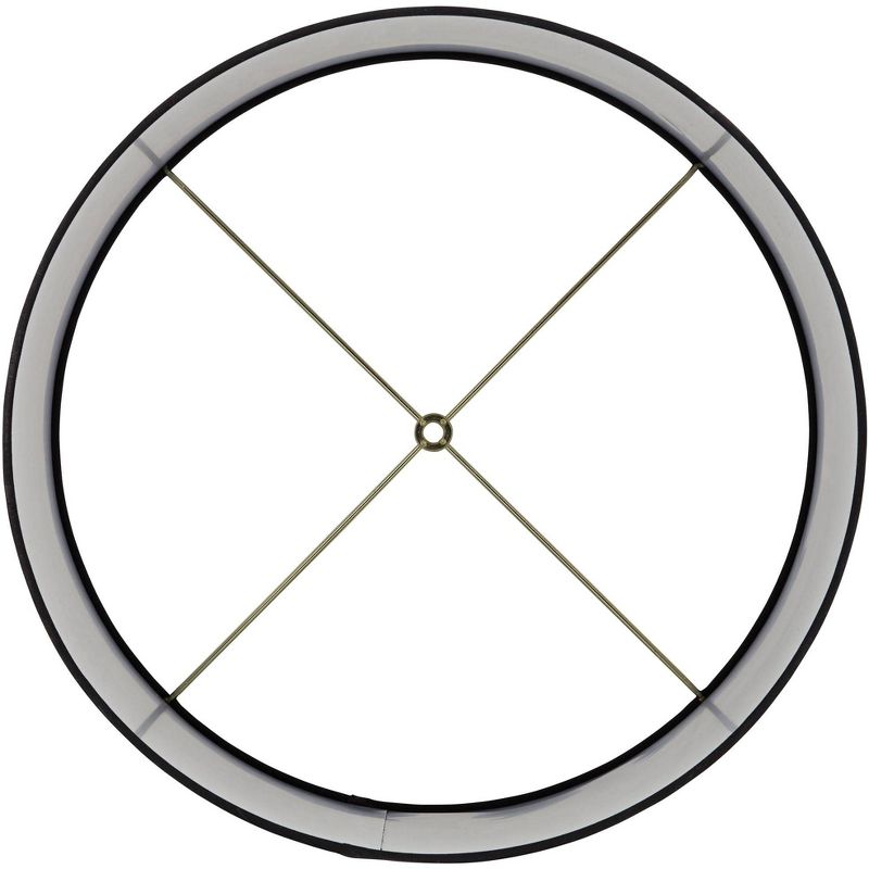 Springcrest Black Faux Silk Large Drum Lamp Shade 17" Top x 17" Bottom x 11" Slant x 11" High (Spider) Replacement with Harp and Finial