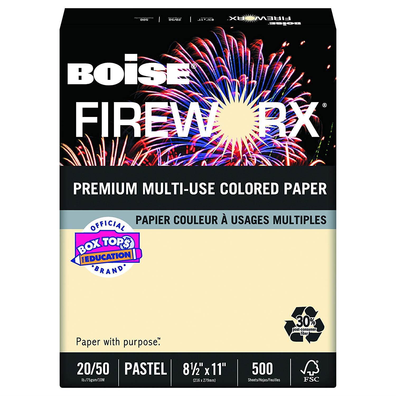 Boise Fireworx Color Copy/Laser Paper, 20 lb, Letter Size (8.5 x 11), Flashing Ivory, 500 Sheets (MP2201-IY)