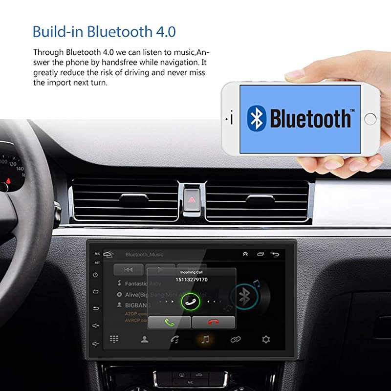 Double Din Car Radio GPS Navigation Android Car Stereo 7 Inch HD Touch Screen Car MP5 Player Dual USB AUX in Support Bluetooth WiFi GPS FM Radio AndroidiOS Mirror Link with Rear Camera