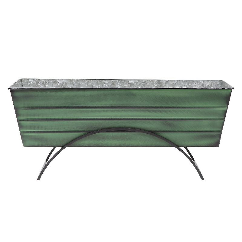 35.25" Large Galvanized Steel Flower Box with Odette Stand Green - ACHLA Designs