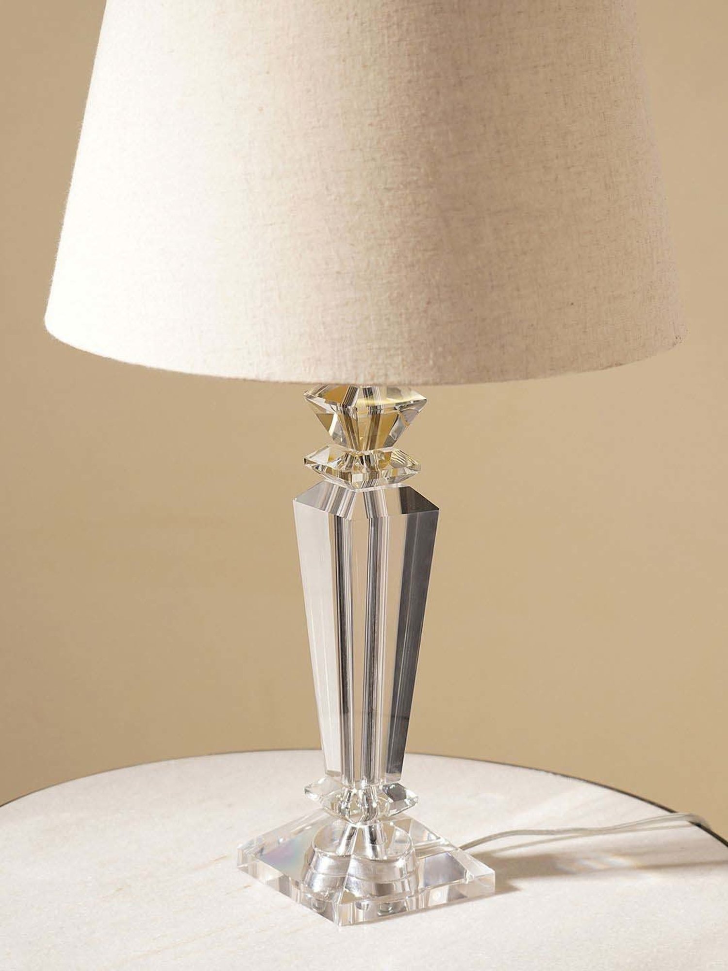 Pure Home and Living Grey Glass Trophy Shaped Table Lamp Stand