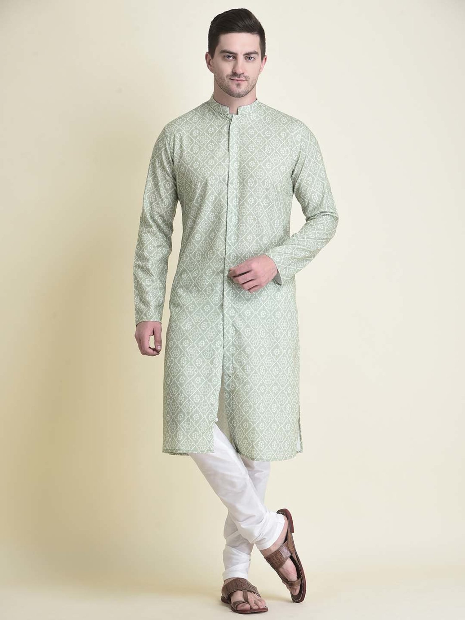 Sanwara White Regular Fit Chikankari Kurta & Churidar Set