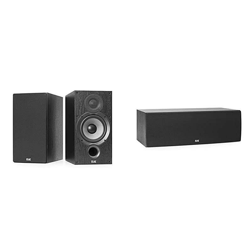 Debut 2.0 B6.2 Bookshelf Speakers, Black (Pair) & Debut 2.0 C6.2 Center Speaker, Black
