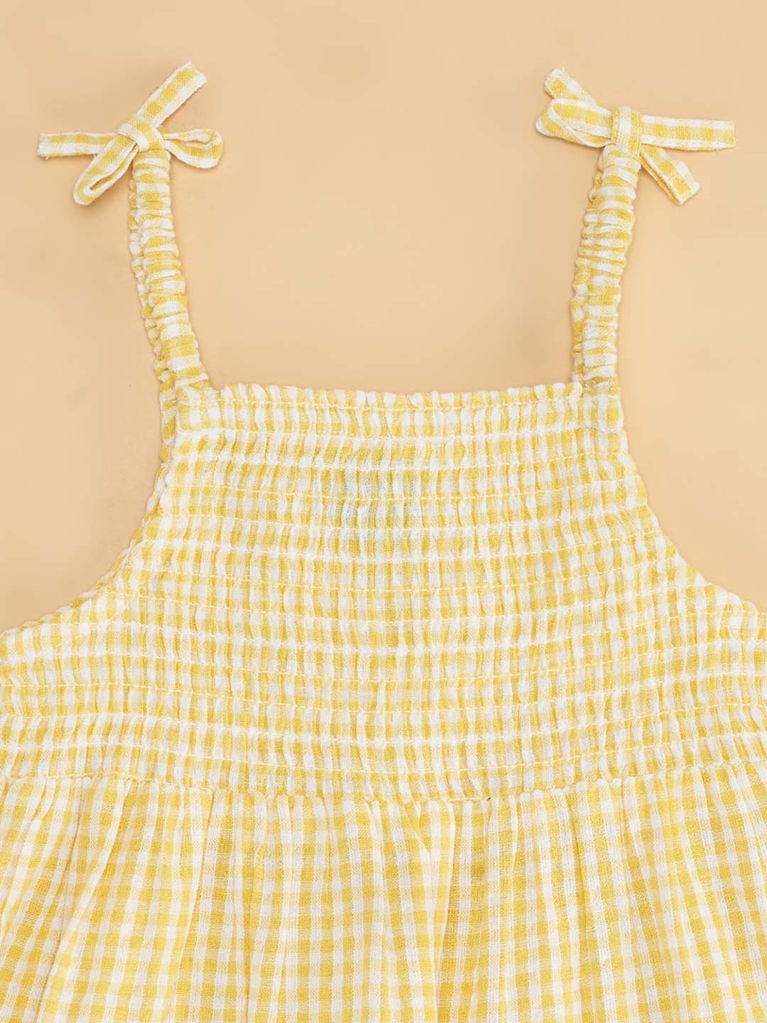 YU by Pantaloons Kids Yellow Cotton Chequered Dress
