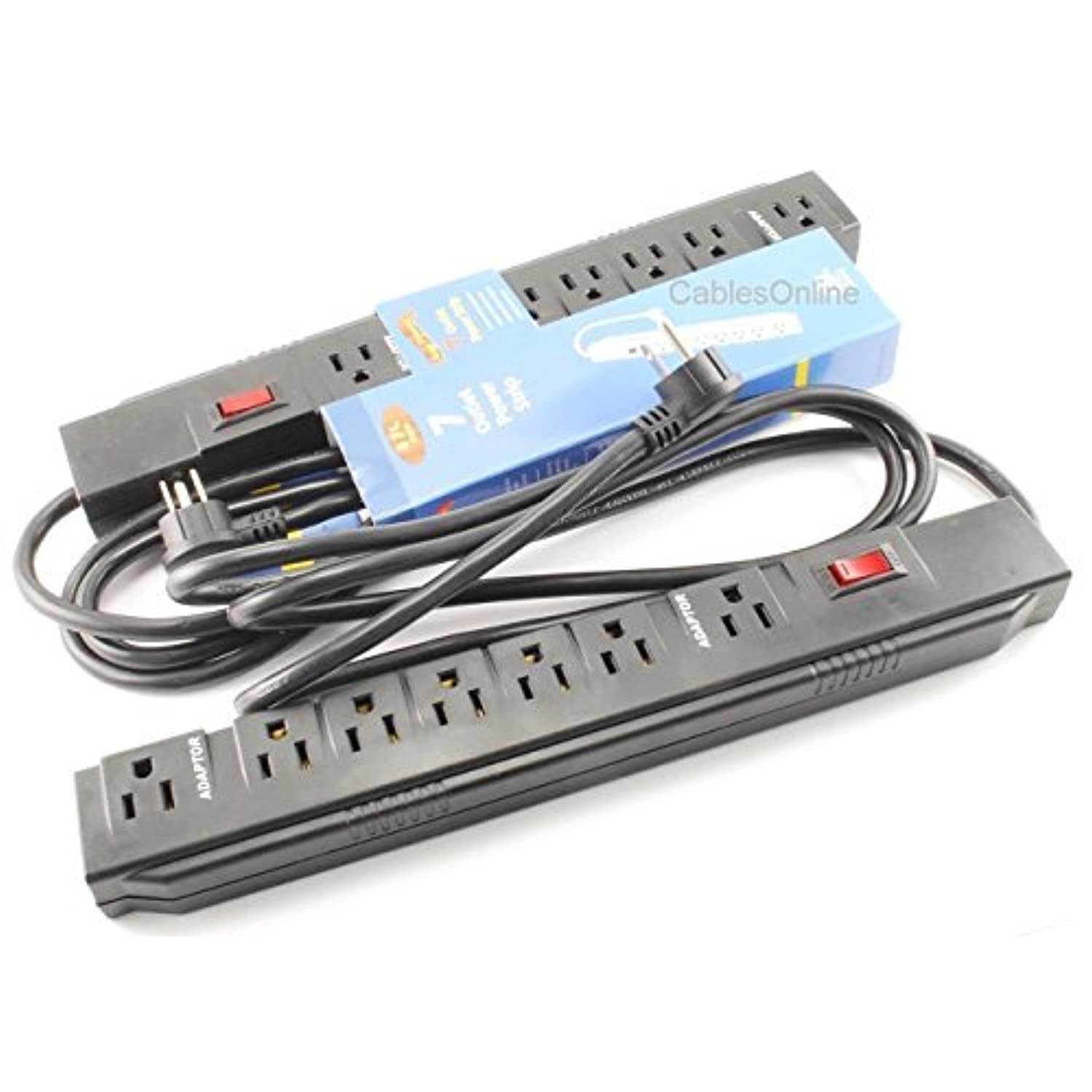 CablesOnline, Power Strip with 5 Horizontal + 2 Adapter Outlets w/6-foot Cable , SP-036