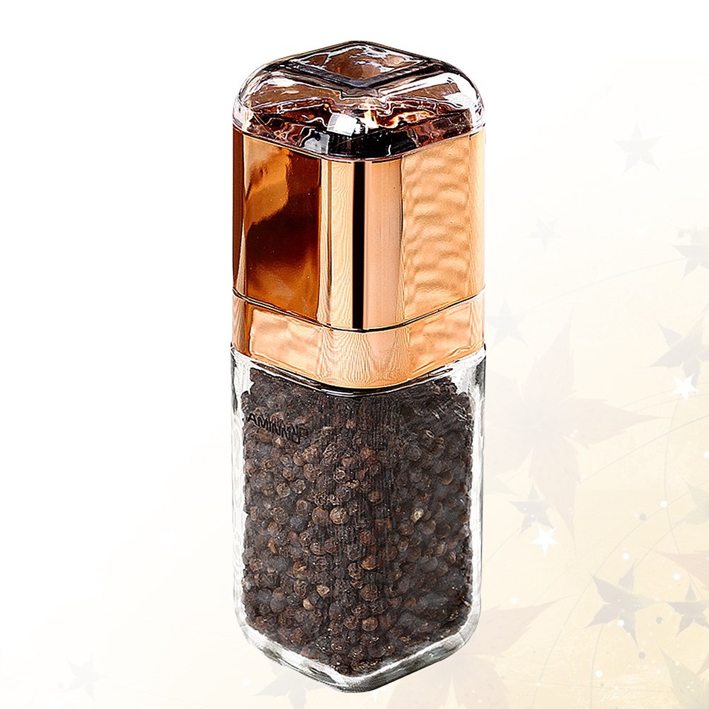 Manual Pepper Grinder Pepper Mills Glass Seasoning Storage Container Kitchen Gadget Golden