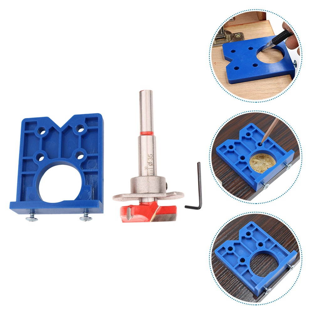 Hinge Drilling Jig and 35mm Drill Bit Precision Punch Tools Set for Woodworking