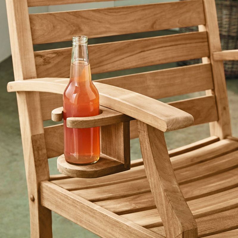 Logan Teak Patio Rocking Chair with Cup Holder - Light Brown - Cambridge Casual