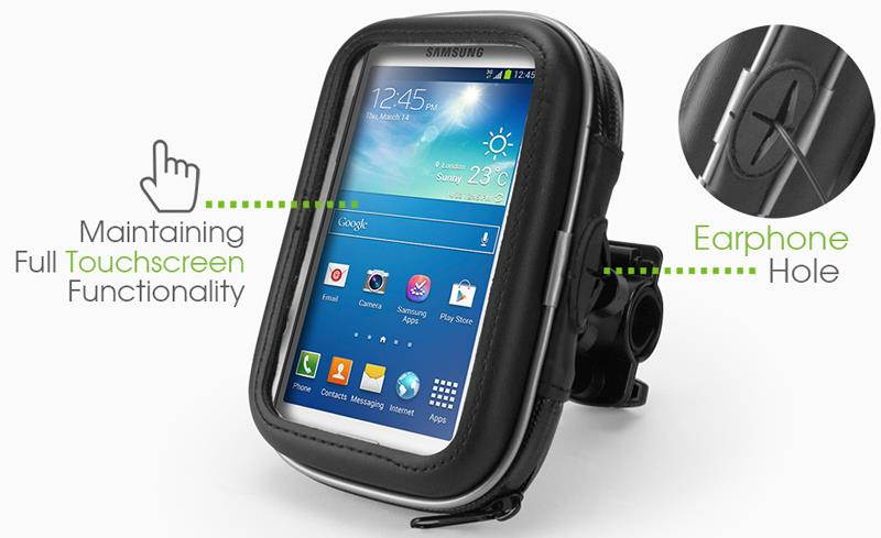 CELLET BIKE MOUNT UNIVERSAL HEAVY DUTY WEATHERPROOF ZIPPER POUCH FOR CELL PHONE