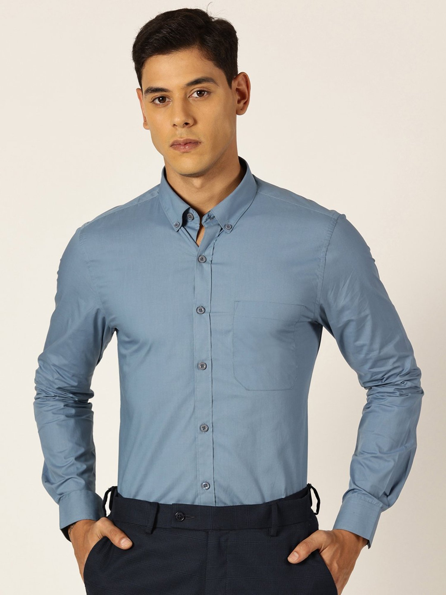 Thomas Scott Light Blue Smart Fit Cotton Shirt