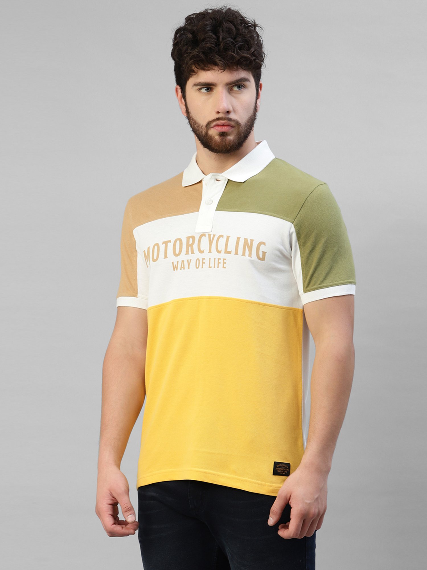 Royal Enfield Yellow Regular Fit Polo T-Shirt